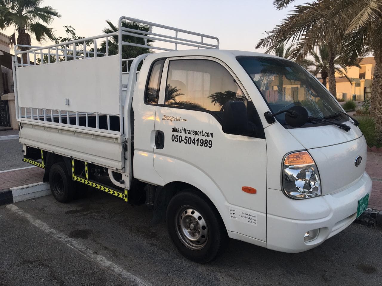 Al Kashf Transport one ton pickup for rent in Dubai — Kia Bongo III with 2 pallet loading capacity